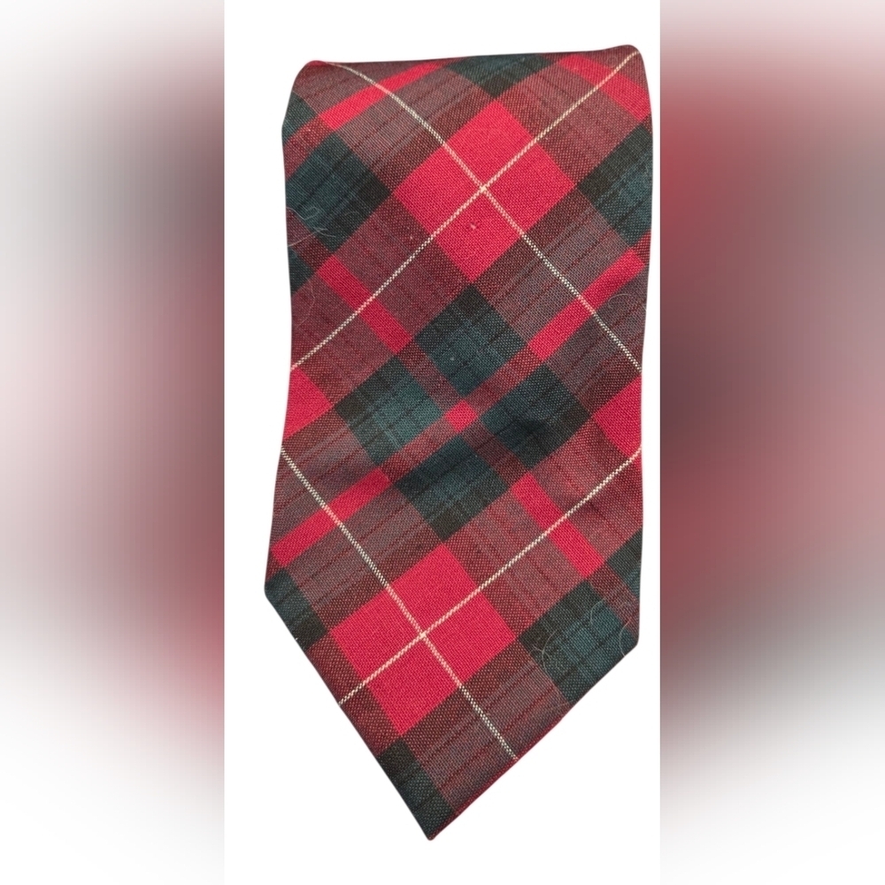 Pendleton Vintage Red Black Plaid Tartan Tie Classic Necktie